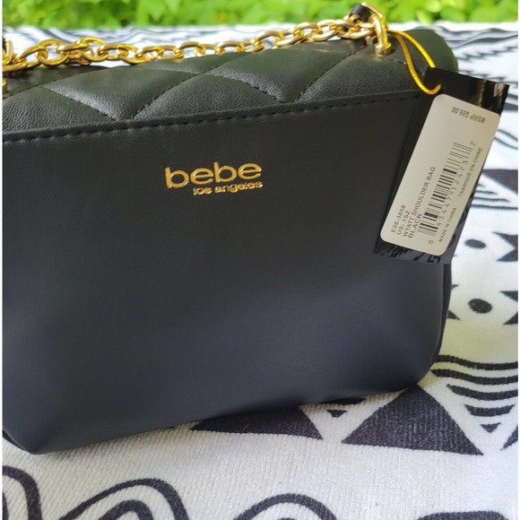 NWT bebe WYATT V-FLAP SHOULDER BAG. Mini. Black With Gold Hardware - Picture 12 of 12